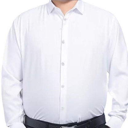 Men Business Shirt Men Shirt High Elasticity Men's Formal Shirt with Turn-down Collar Solid Color for Business for Soft