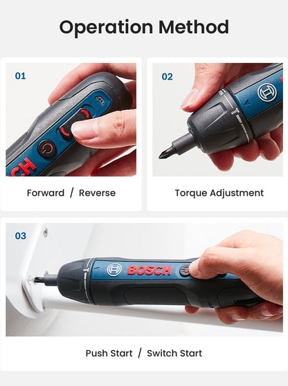 Bosch Parafusadeira Elétrica GO2 GO3 USB Recarregável Multifuncional Furadeira Manual Sem Fio Ferramentas Elétricas Manutenção Doméstica Reparo