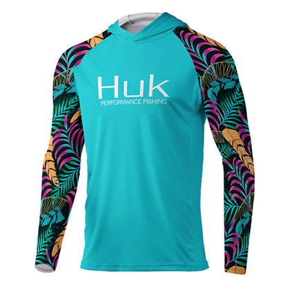 Camisa de Pesca HUK com Capuz Camisa de Pesca Masculina Manga Longa Proteção Uv 50 Camisas de Pesca Vestuário Roupa de Pesca ao Ar Livre