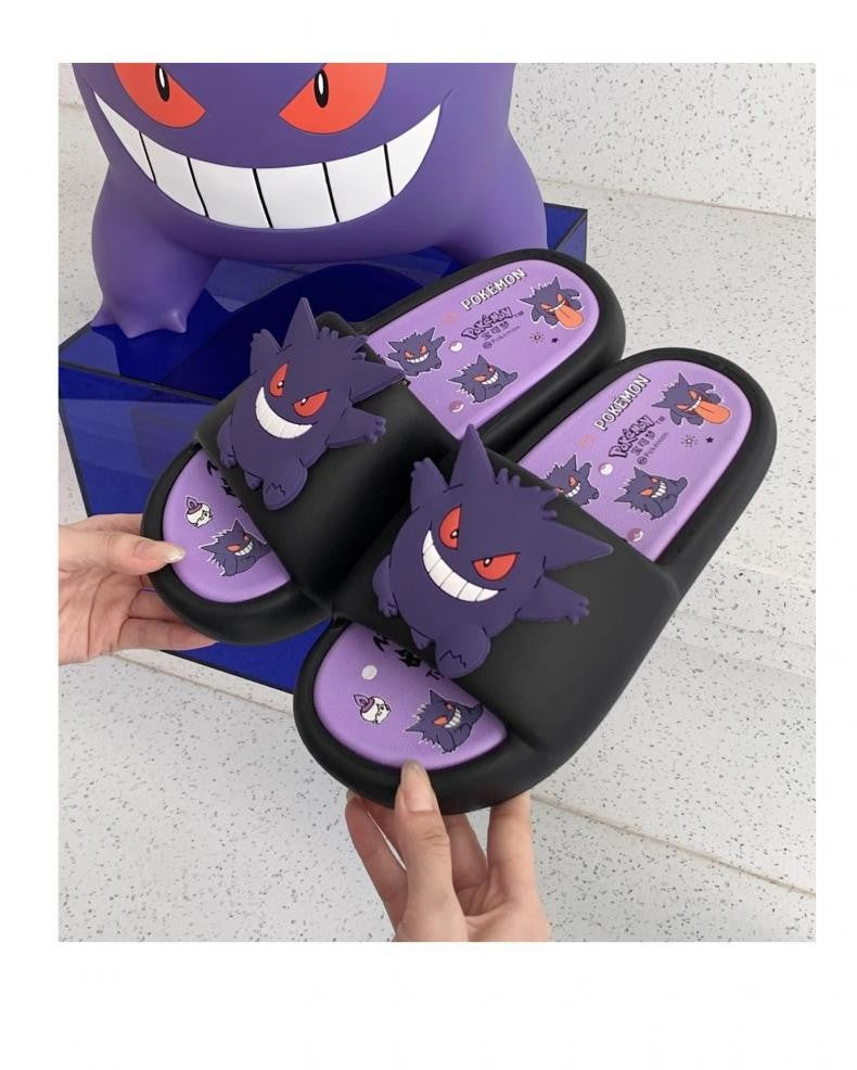 Kawaii Pokemon Anime Peripherals Gengar Cartoon Outdoor Sandals Summer Home Shoes Flip Flops Birthday Gift
