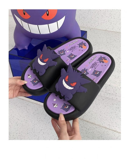 Kawaii Pokemon Anime Peripherals Gengar Cartoon Outdoor Sandals Summer Home Shoes Flip Flops Birthday Gift