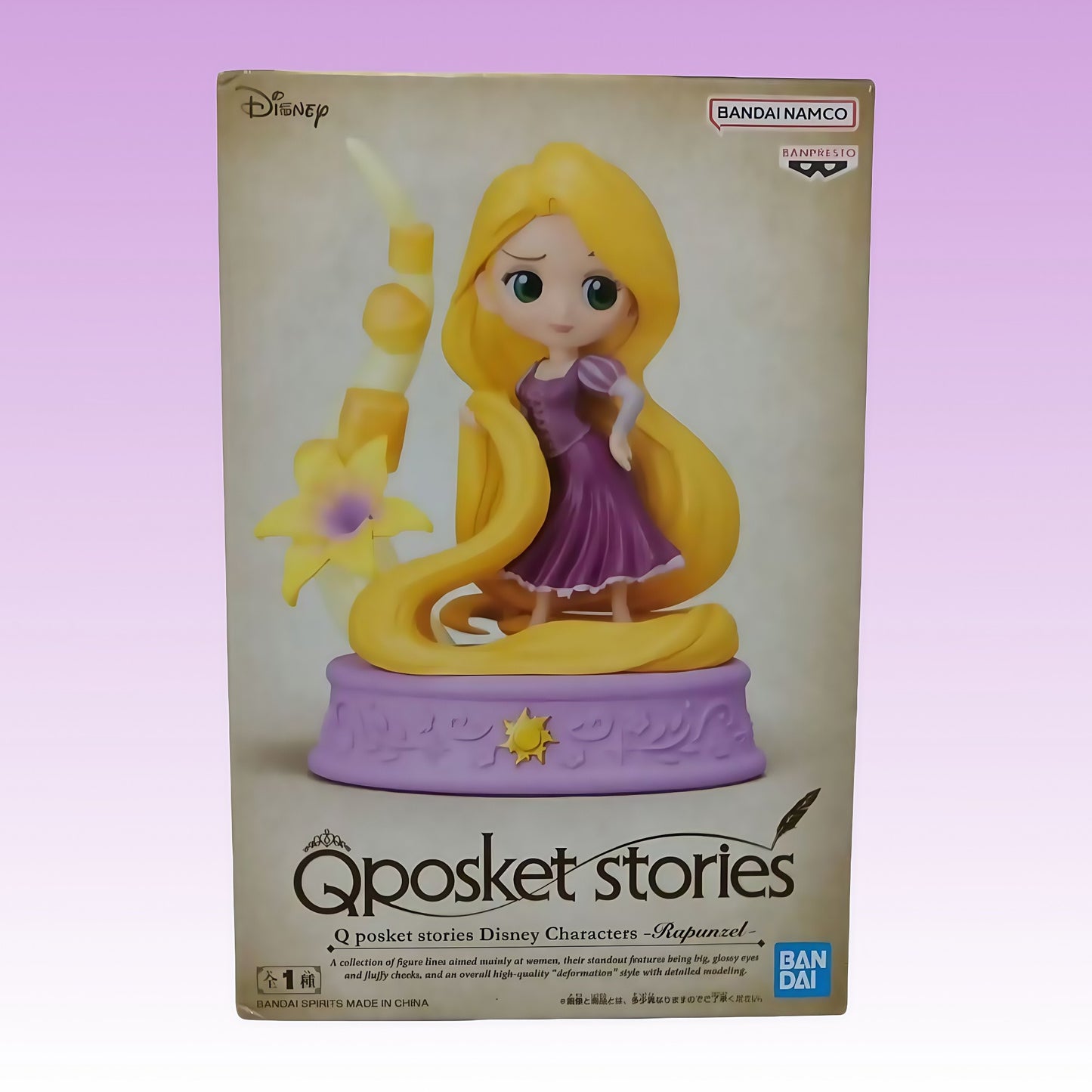 Em estoque Banpresto Bandai Q Posket Stories Personagens Disney - Rapunzel 8cm Estilo Chibi Figura Fofa Em Pé Modelo