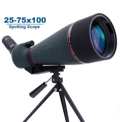 25-75x100 Bird Watching Telescope, Ultra Large Aperture High-definition Variable Magnification Monocular Telescope With Tripod