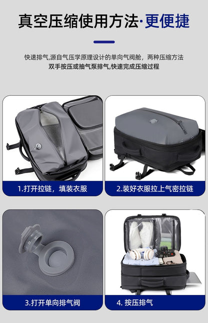 New Men's Backpack Vacuum Compression Backpack Multifunctional Computer Bag Large Capacity Expandable Travel Bag