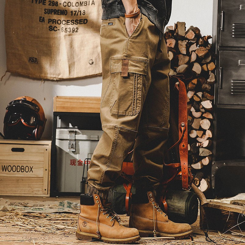 Calça Cargo Masculina ARENS Techwear Preta Calça Cargo Masculina Vintage Japonesa Streetwear Hip Hop Bolsos Estilo Safari Casual Solta