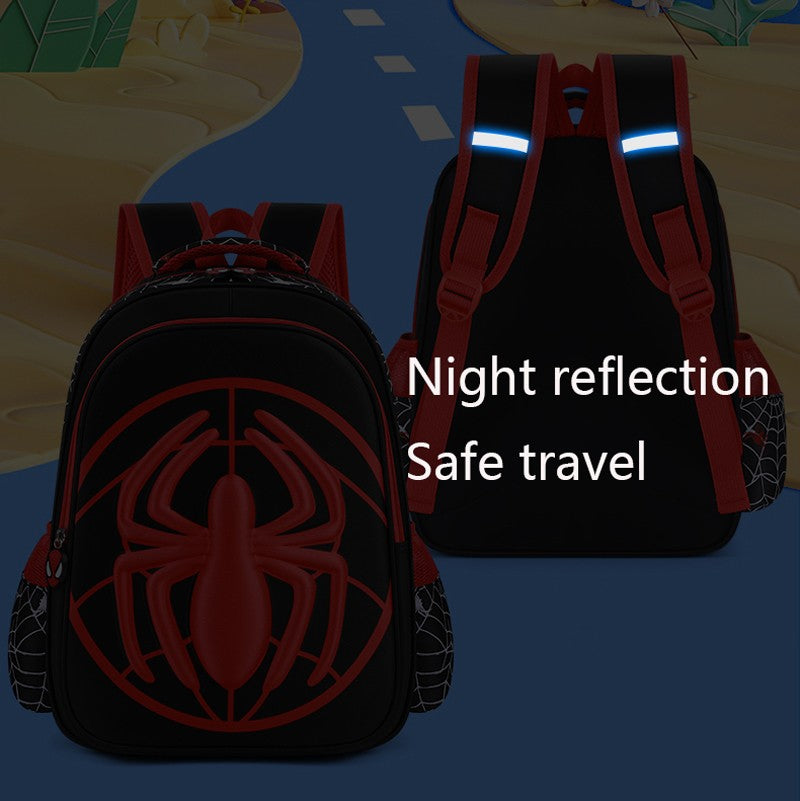 Bolsa Tiracolo Infantil Aranha 3D Tridimensional Desenho Animado, Estojo Escolar Menino Menina Adolescente, Mochila Infantil 2 Peças Impermeável