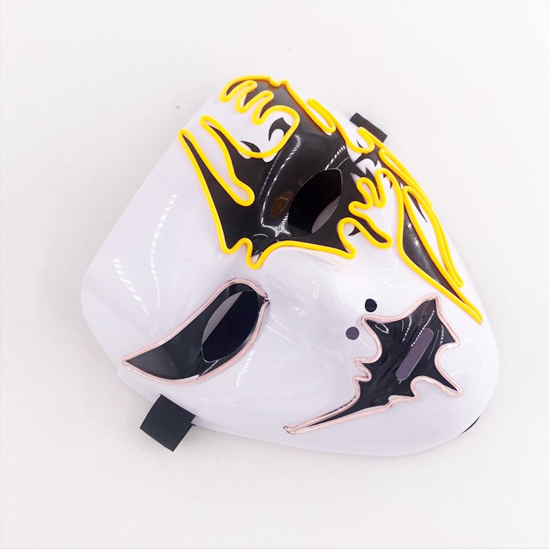 LED Hand-painted Mask Halloween Carnival Masquerade Cosplay Horror Accessory Men's Mask Weird Face Mask Glowing Mascara Disfraz