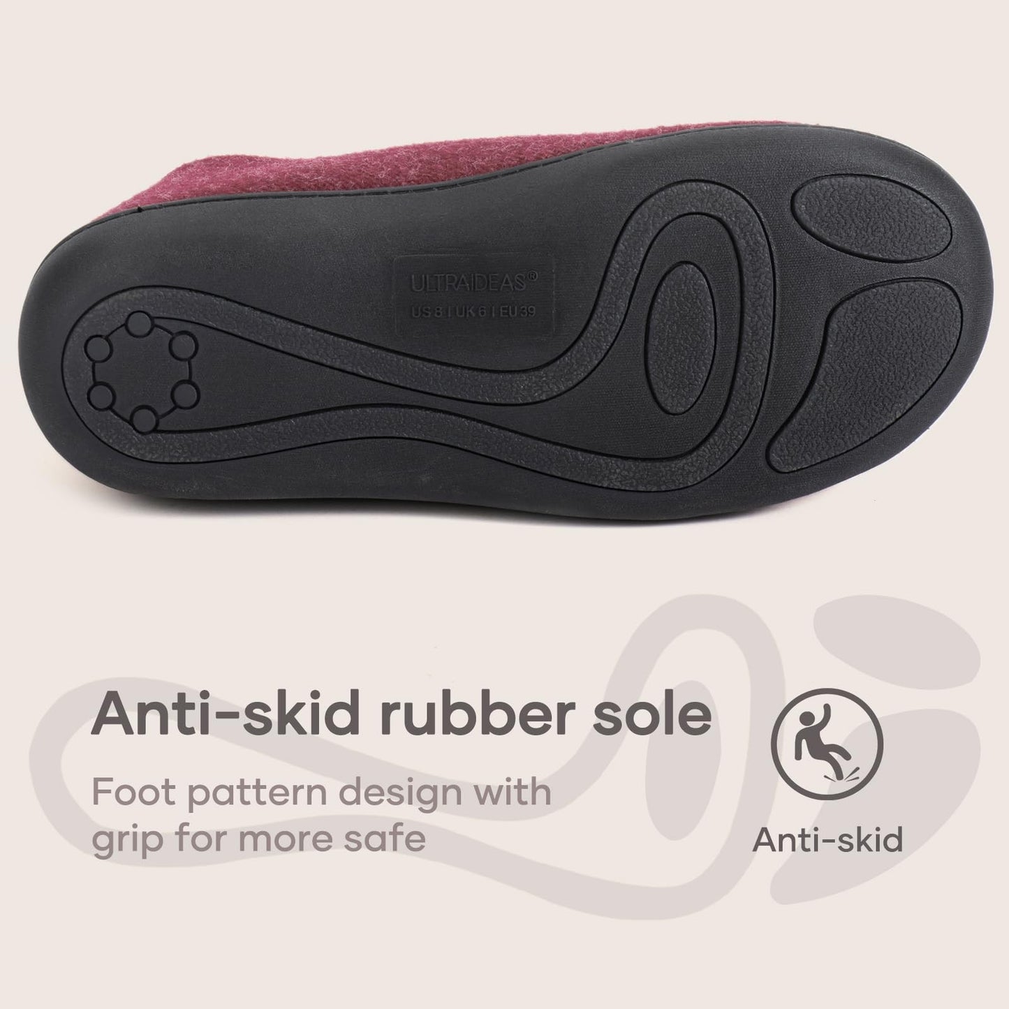 Kidmi Women's Cozy Faux Fleece Slippers Classic Plush Women Shoes Outdoor Closed Non-Slip Rubber Shoes Winter Women House Shoes