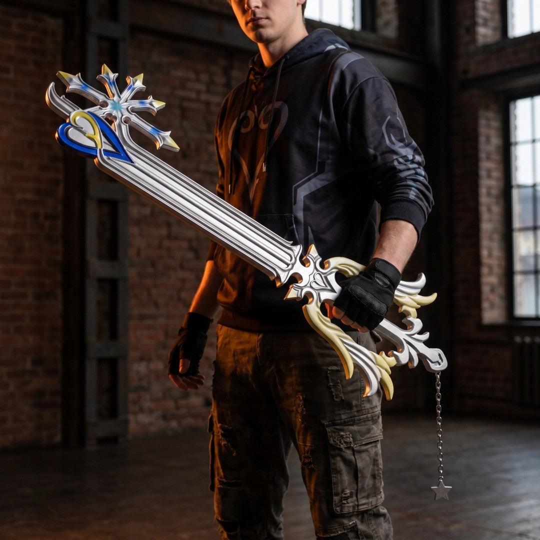 33.8inch Kingdom Hearts Sora Keyblade Katana Sword Ninja Knife Blade Real Size Japanese PU Foam 1:1 Scale Cosplay Prop Toy Gift