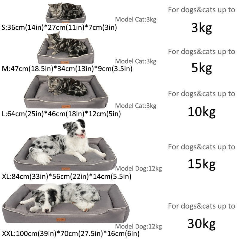Cama de cachorro de inverno-Camas de sofá para cães, Cama de sofá para animais de estimação de espuma com capa removível lavável, forro impermeável e fundo antiderrapante