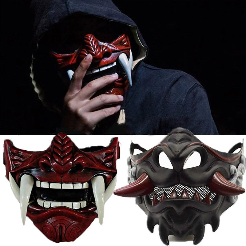 Japanese Samurai Ghost Devil Mask Halloween Devil Samurai Mask Role Playing Japanese Horror Killer Thick Plastic Mask Party Prop