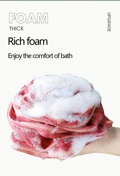 Elastic Mesh Lanyard Design, Body Cleaner Exfoliating Bath Flower, Nylon Cleaning Brush Bath Puff Body Cleaning