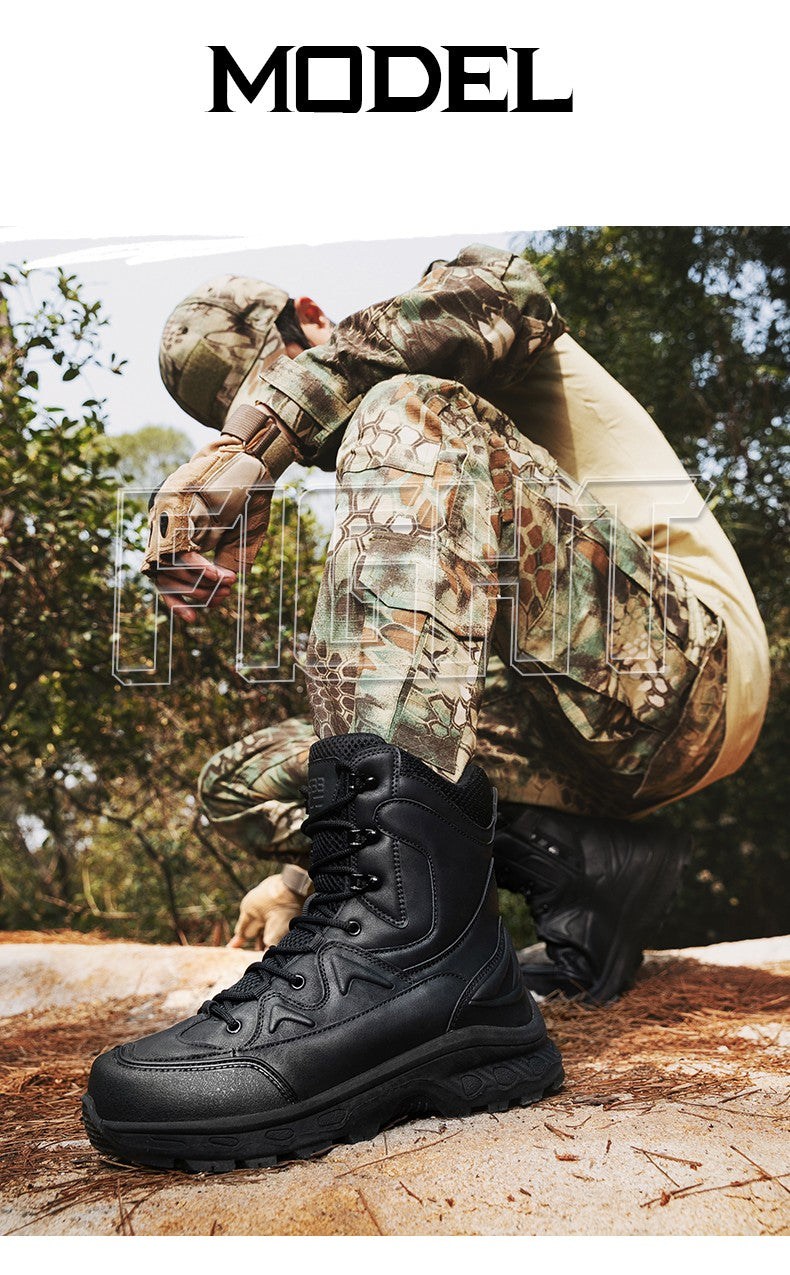 Botas masculinas de caminhada, combate ao ar livre, táticas casuais, versáteis e da moda