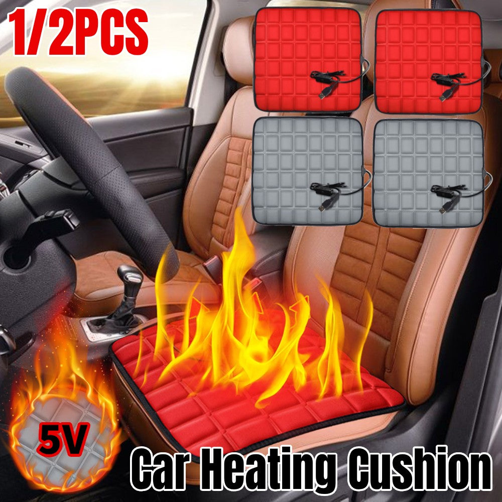5V USB Heated Car Seat Cover 43x43cm Electric Heating Pad Universal Car Seat Heating Cushion Foot Warmer for Autumn and Winter