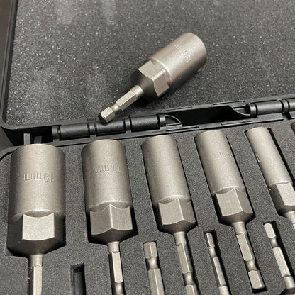 Conjunto de Adaptadores de Soquete de Impacto de 15 Peças 5.5-19mm de 80mm de Comprimento, Chave de Porca de Impacto, Brocas para Ferramentas Elétricas com Adaptador Rápido Hexagonal de 6.35mm