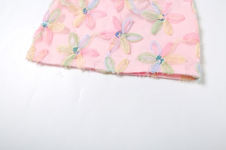 Weird Puss Colorful Flowers Skirts Women Sequins Patchwork Mesh Summer Trend Sweet Street Party Casual Holiday Chic Mini Bottoms