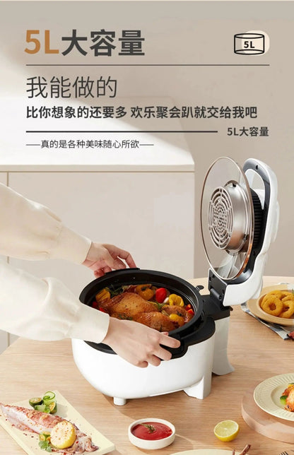 220V Automatic Double-Layer Electric Air Fryer Hot Pot Non-Stick Home Use Large Capacity Potatoes Fryer