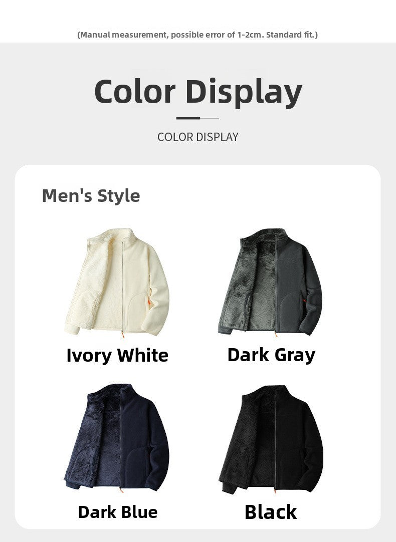 Plus Size Women's Autumn Winter Thickened Double-sided Fleece Hooded Jacket Zipper Long Sleeve Warm Outerwear Casual Style Sh...