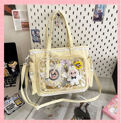 New Japanese Style Transparent Crossbody Bag Cute Candy Color Commuting Shoulder Bag for Girls Simple and Casual Texture Ita Bag