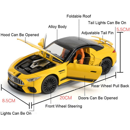 Miniatura de Carro de Brinquedo SL63 G800 na Escala 1:22, Veículos de Liga Fundida, Direção nas Rodas Dianteiras, Som, Luz, Fricção, Modelos para Presente Adulto