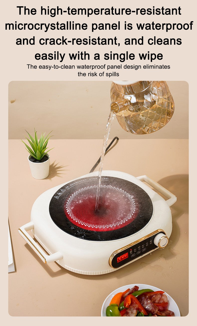 Electric Ceramic Infrared Heating Furnace Magnetic Waterproof Induction Cooker Hob Hot Pot Stir-Fry Stove Timer Heater Cooktop