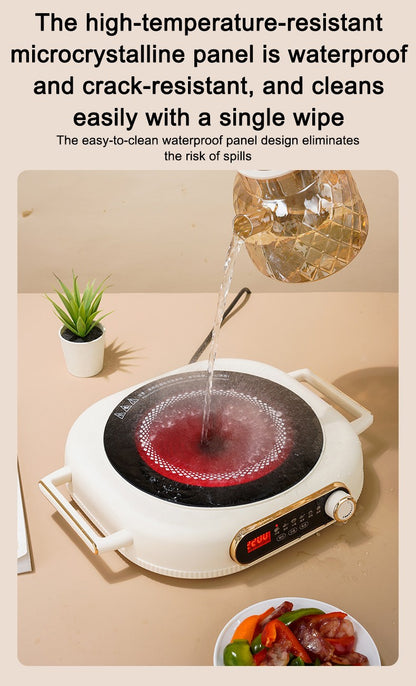 Electric Ceramic Infrared Heating Furnace Magnetic Waterproof Induction Cooker Hob Hot Pot Stir-Fry Stove Timer Heater Cooktop