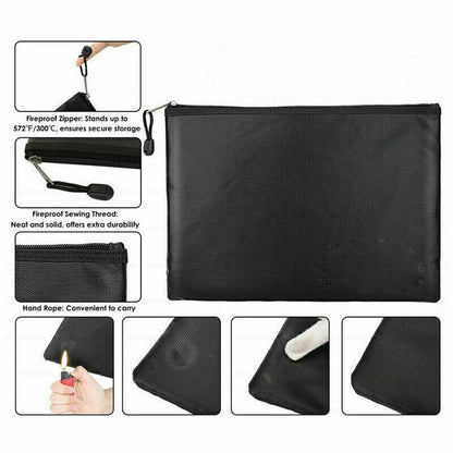 Fireproof Document Bag Waterproof Money Bags Fire Safe Storage Pouch Protect Paper Cash File Envelope Holder For Home Office