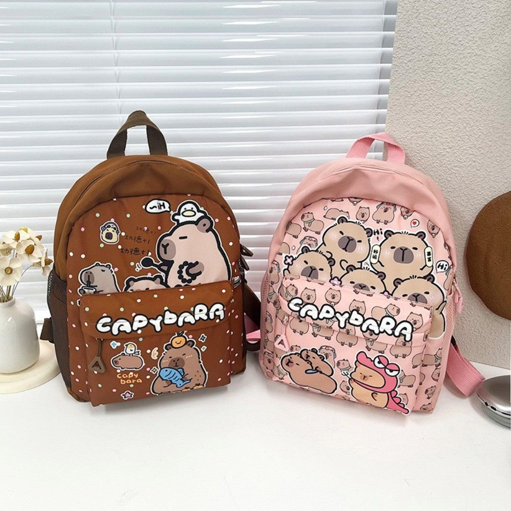 Creative Cute Capybara Backpack Large Capacity Cartoon Animal Lightweight Multi Functional Schoolbag  Kids Boys Girls Rucksack