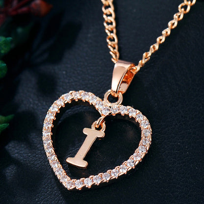 Customizable Love Pendant Necklace with Zircon 26 Letter Initial Jewelry for Men And Women