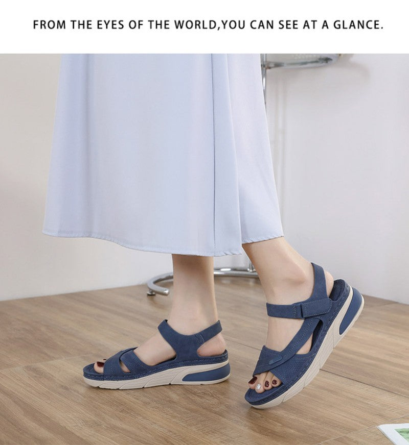 Sandal Lightweight Casual Sporty Comfortable Thick-Soled Velcro Versatile Fashion Trend Breathable National Style Wear-Resistant