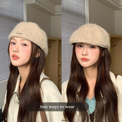 Autumn British Style Beret Hat Lady Vintage Flat Cap Winter Keep Warm Knitted Hat All-match Peaked Cap Forward Hat Wholesale