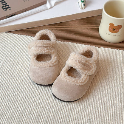 Children's Cotton Shoes 1-18 Years Old Beige Padded Thickened Boys Girls Walking Shoes Brown Soft Bottom Non-slip Kids Fur Shoes