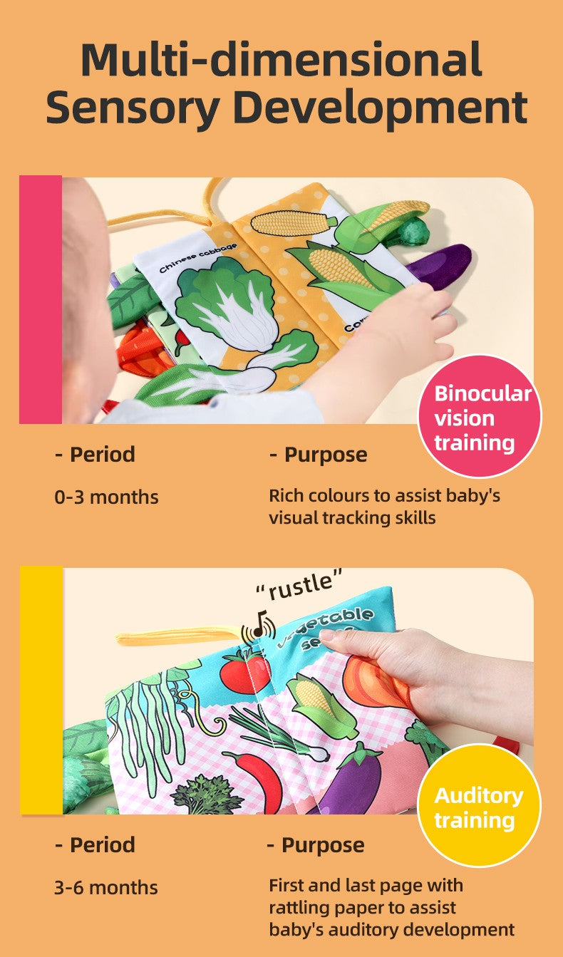Baby Cloth Book Baby Toys 0-3 Year Old Infant Early Education Toys 6 Pages Cloth Book