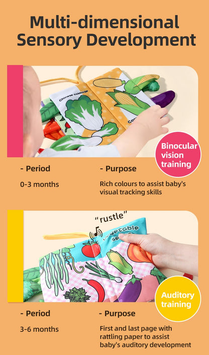 Baby Cloth Book Baby Toys 0-3 Year Old Infant Early Education Toys 6 Pages Cloth Book