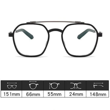 Óculos de Miopia Superdimensionados Armação Fosca Feixe Duplo Quadrado Bloqueador de Luz Azul Masculino Feminino Óculos para Computador Dioptria -0.5 a -6.0