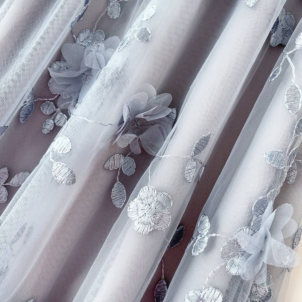 New in A-Line High Waist Embroidery 3D Flower Tulle Midi Skirt Women Spring Summer Pink Chic Elegant Mesh Party Long Skirt