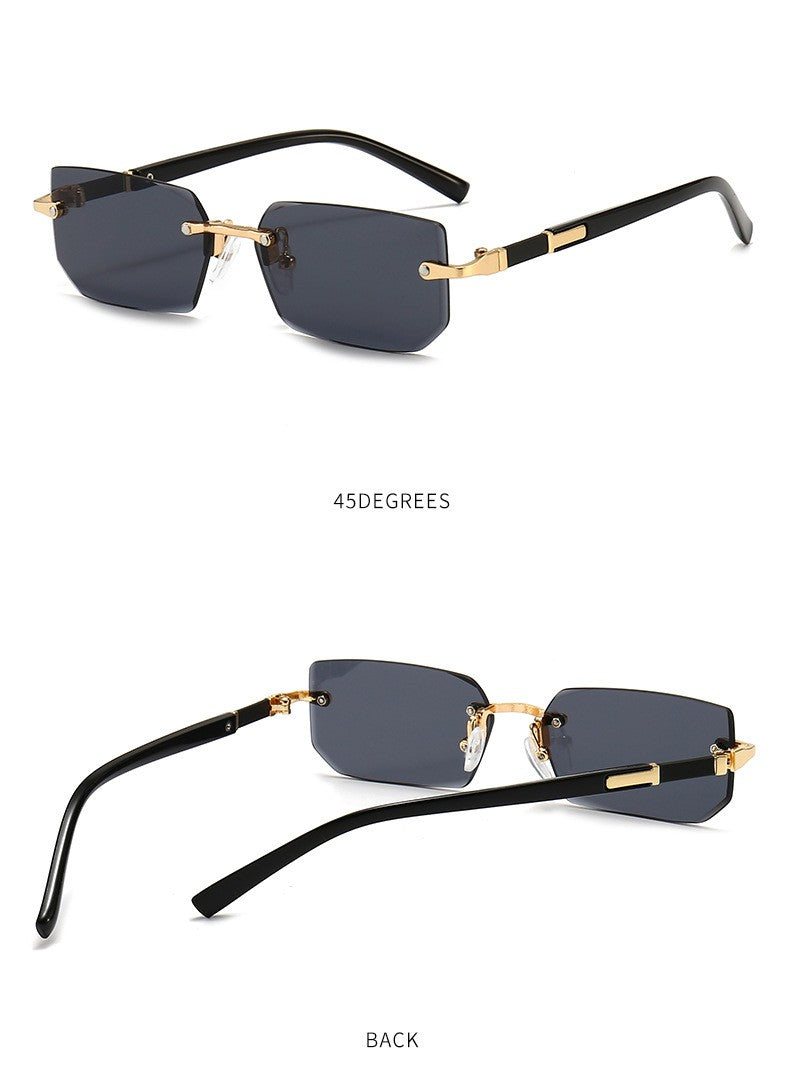 Óculos de Sol Retangulares sem Aro Modernos Populares Femininos Masculinos Óculos de Sol Pequenos Quadrados Para Mulheres Homens Viagem de Verão Oculos