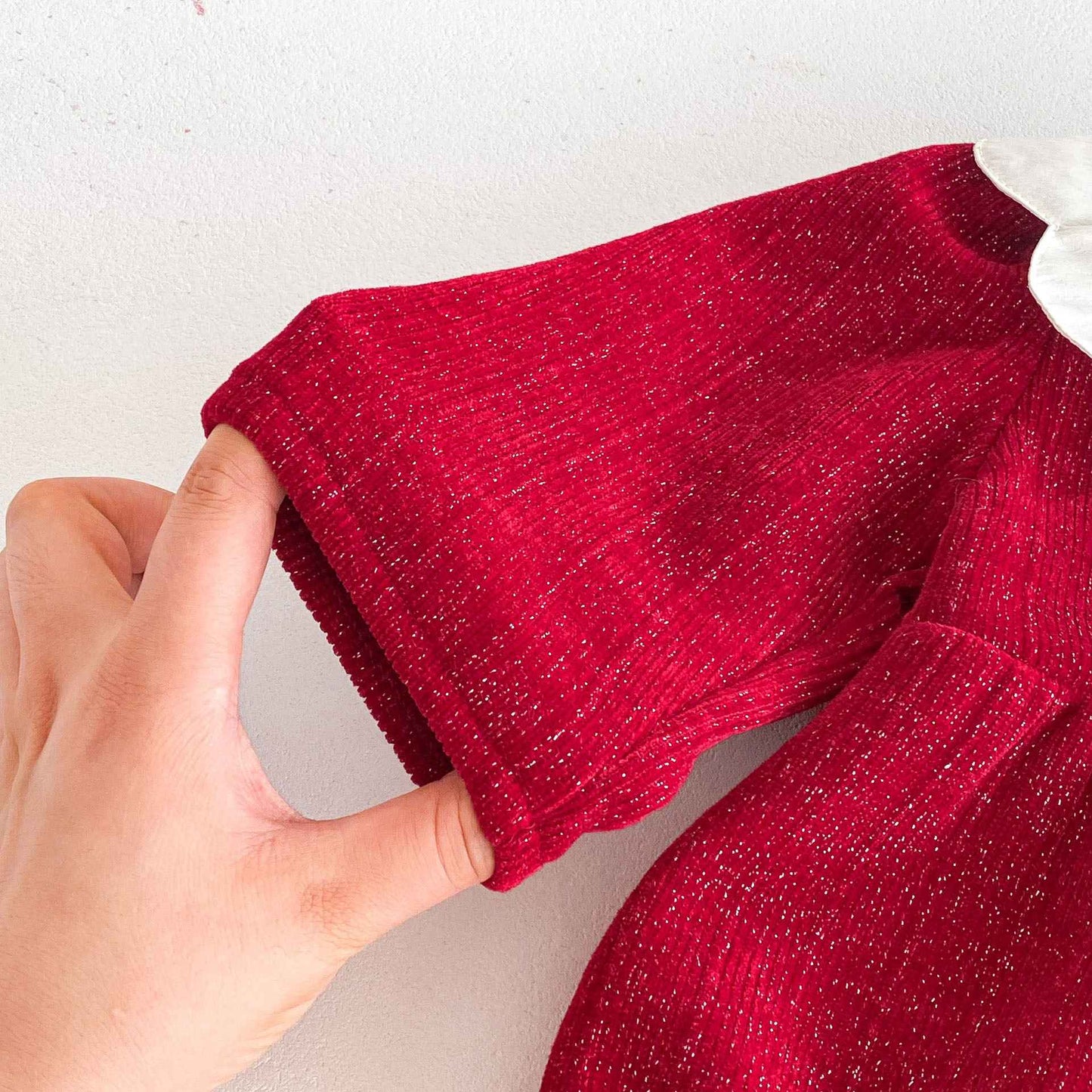 Newborn Christmas Red Clothes Autumn Kids Baby Girls Sweet Petal Collar Princess Rompers Infant New Baby Girls Rompers Clothes