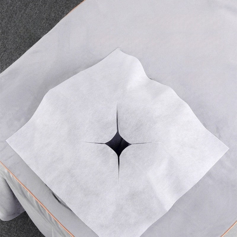 100pcs Disposable Beauty Salon Face Towel with Hole for Face Lying Pillow Massage Bed Hole Cross Lightweight Breathable Face