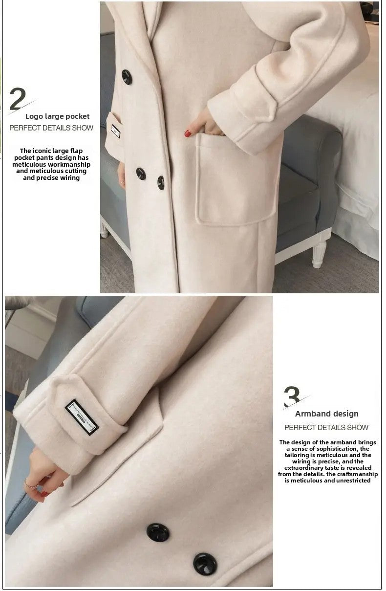 Fashionable Woolen Coat Women's Mid-Length Korean Style Hot Sale Of The Season New Spring Autumn Slimming Versatile Tweed Jacket