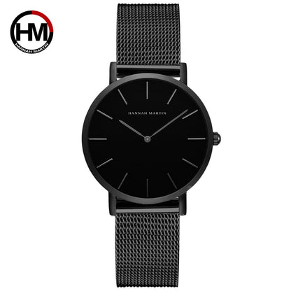 Hannah Martin Women Watch Japan Quartz Movement Simple Waterproof Rose Gold Stainless Steel Mesh Ladies watch relogio feminino