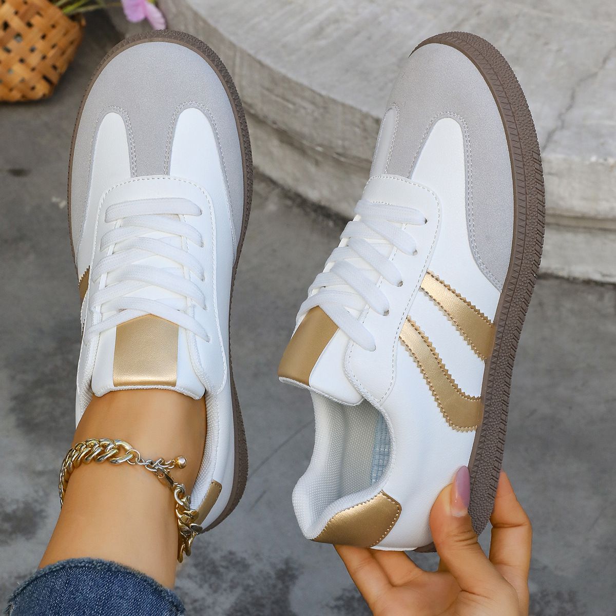 Spring Autumn Platform Sneakers Women Fashion Mixed Colors Lace-Up Sport Shoes Woman Comfortable Non Slip Flat Trainers Female