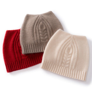 Autumn Winter Cute Hat Knitted 100% Cashmere Wool Hat Cat Ears Thickened Warm Ear Protection Knitted Beanie