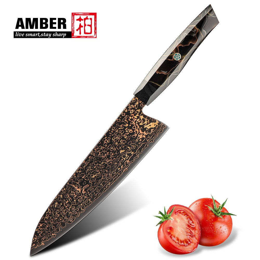 Conjunto de facas de aço Damasco japonês 37 camadas com cobre VG10, facas de cozinha, chef, bife, multiuso, frutas, para descascar, com cabo de resina de malha