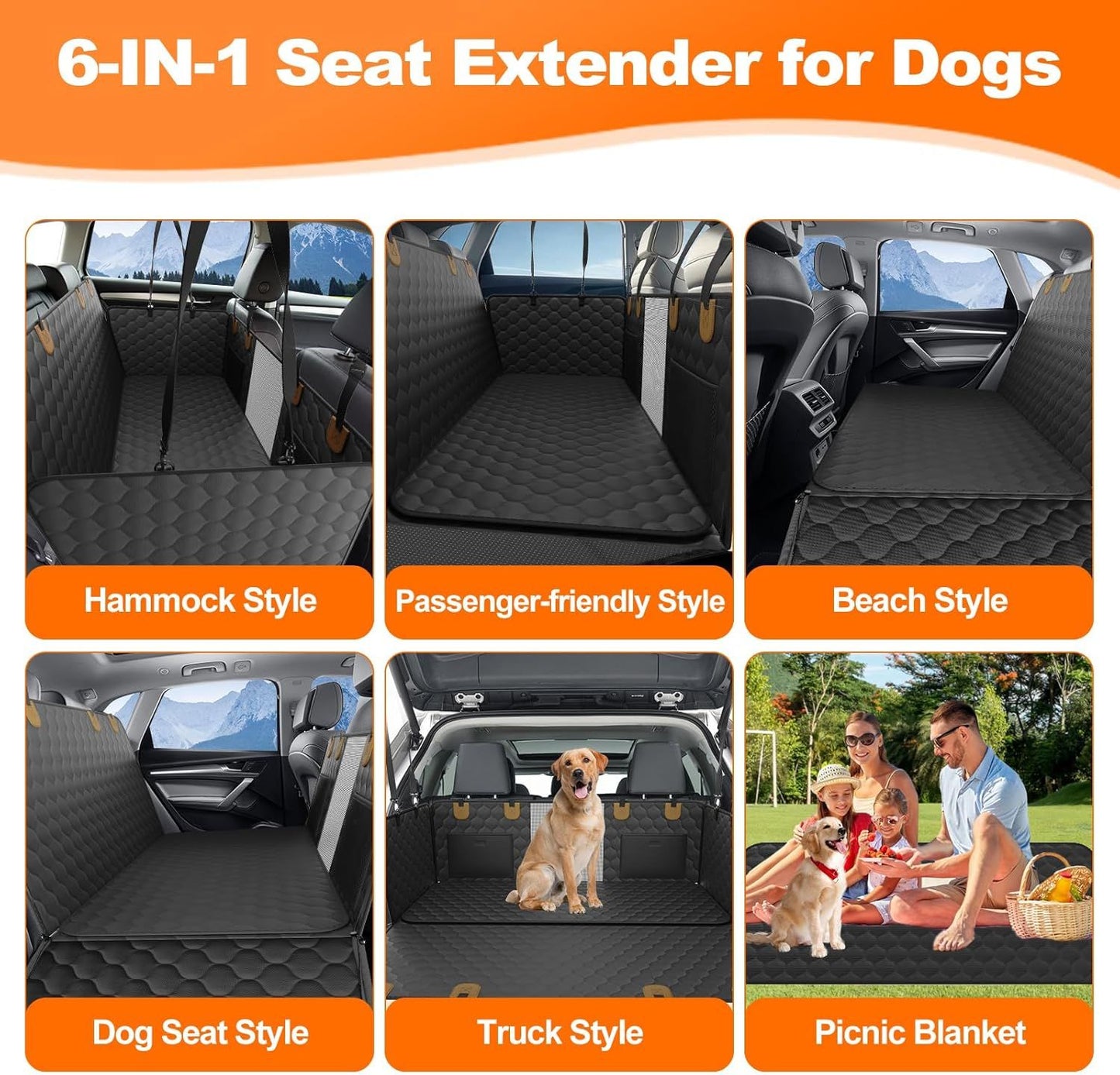 Acessórios de Viagem para Pets à Prova d'Água Assento Dobrável para Carro para Cachorros Cadeira de Carro para Pets Rede de Segurança Tapete de Porta-Malas Protetor de Banco Traseiro de Carro