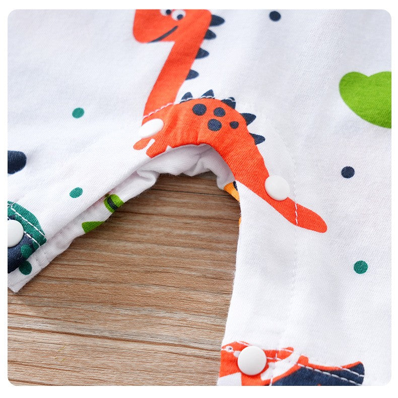 Newborn Clothes Cute Cartoon Dinosaur Full Print CottonComfortable And SoftSummer Boys And Girls0-18 Short Sleeved Baby Jumpsuit