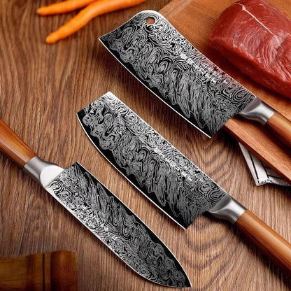 Japanese Style 4-Piece Kitchen Knife Set-Stainless Steel Chef Knives, Multifunctional Kitchen Knives for Home and Restaurant Use