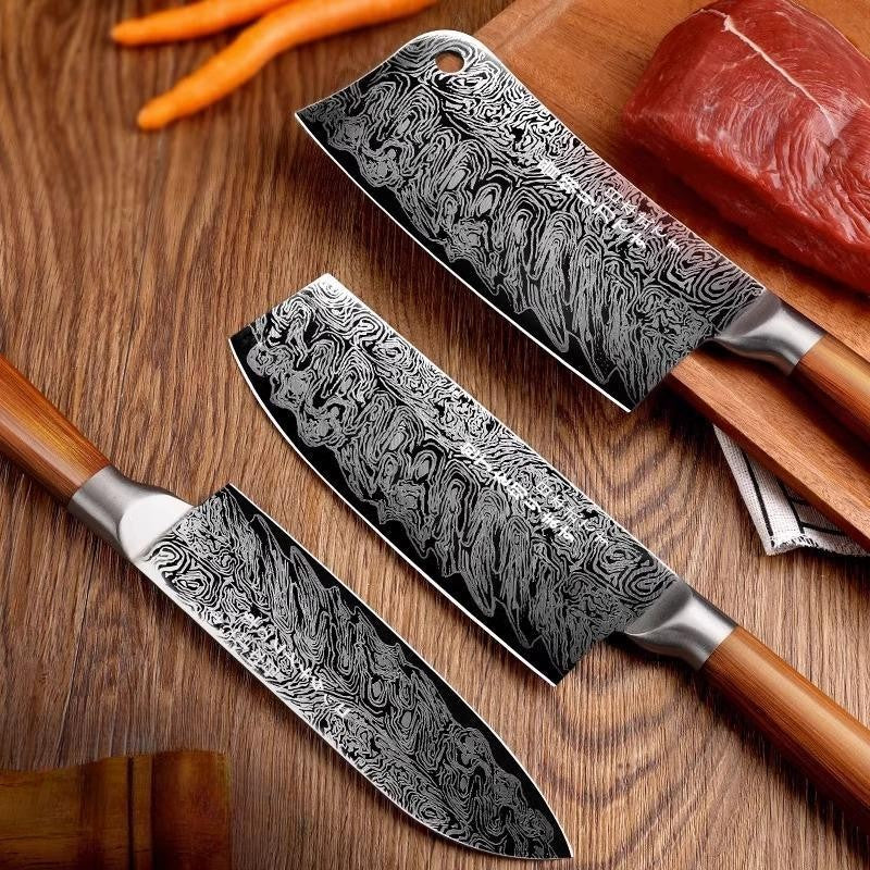 Japanese Style 4-Piece Kitchen Knife Set-Stainless Steel Chef Knives, Multifunctional Kitchen Knives for Home and Restaurant Use