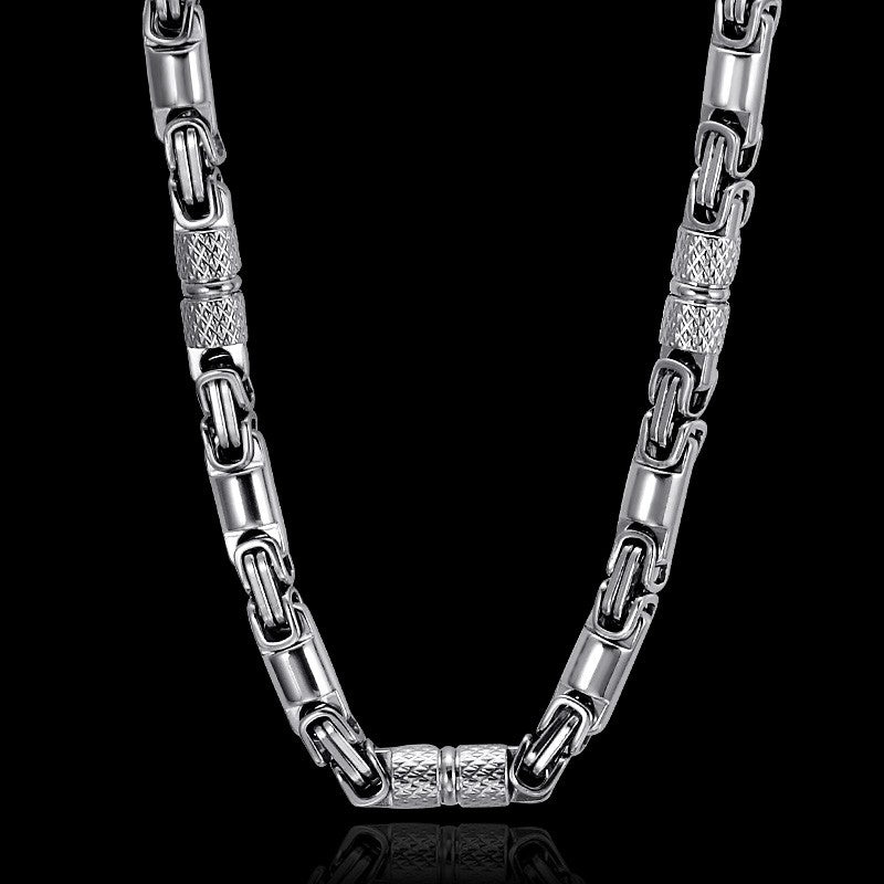 Colar Bicicleta Rock Punk HipHop 6mm Banhado a Ouro Joias Masculinas Femininas Corrente Bizantina de Aço Inoxidável Presentes