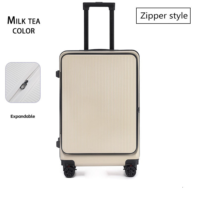 Mala de viagem com rodinhas, abertura frontal e tampa com zíper, novo modelo 2025